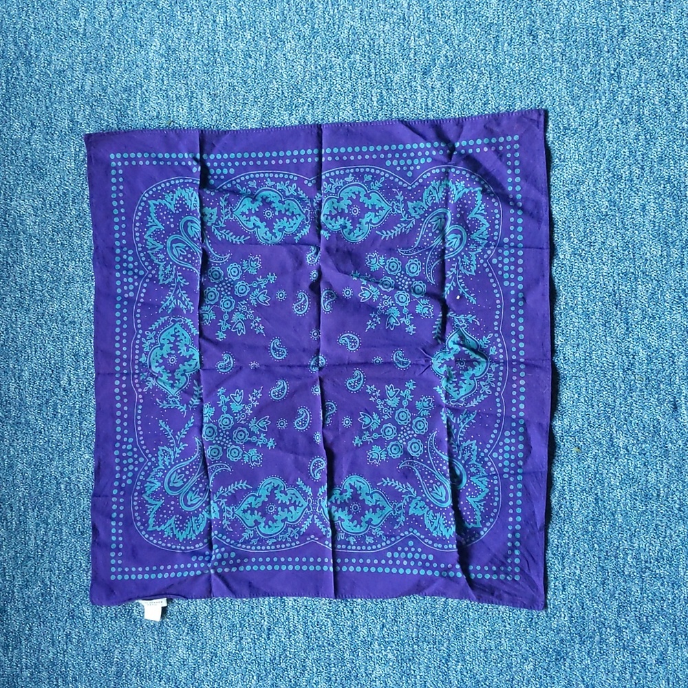 Club Monaco Pocket Square/Bandana, Unisex, 18"x18", Purple and Teal Green